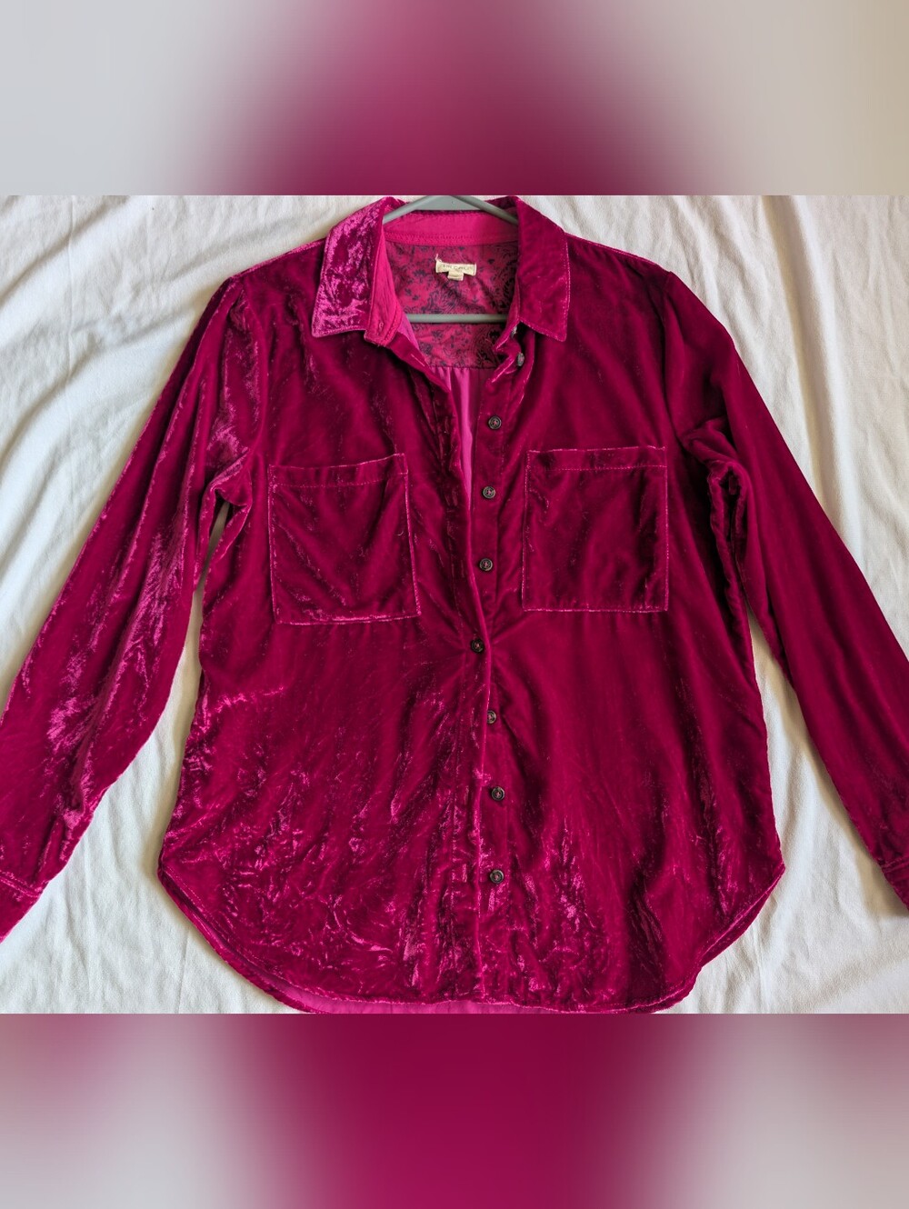 Pilcro Hadley Relaxed Velvet Buttondown shirt small